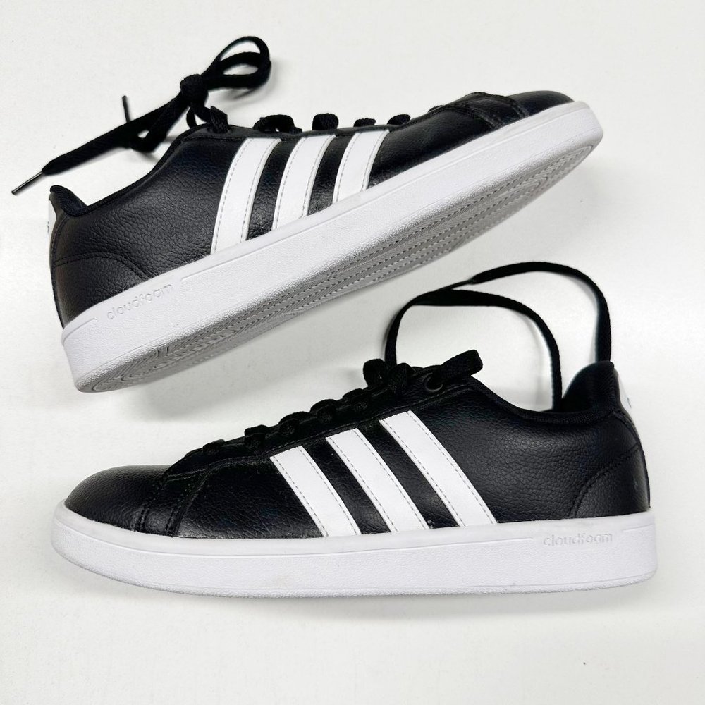 Adidas Cloudfoam Advantage Black White Sneakers Womens Size 8.5